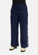 'Delina' Pants Denim – navy, flowing & with print detail