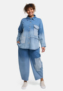 'Sky' Bluse – Premium-Denim, Patch & Stretch