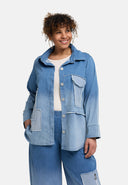 'Sky' Bluse – Premium-Denim, Patch & Stretch